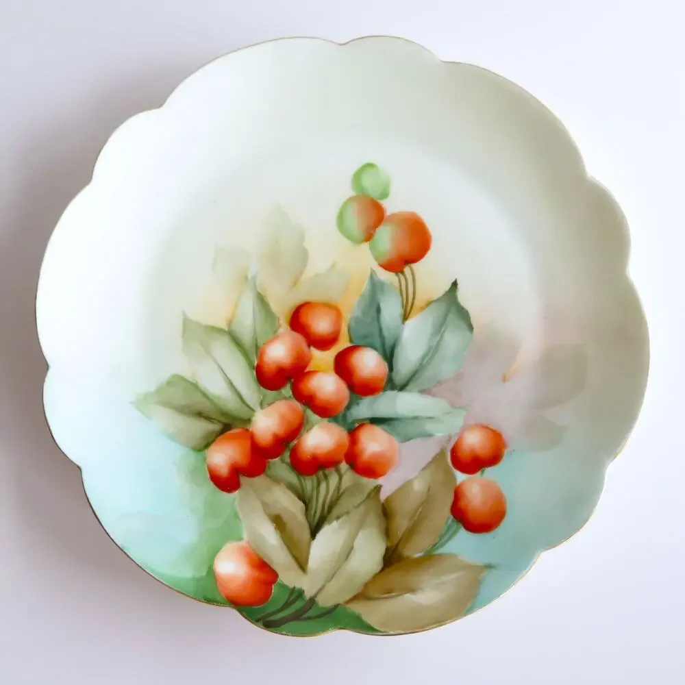 Antique Austrian Porcelain Plates Set 3 Vienna Austria Mark Hand Painted Berries